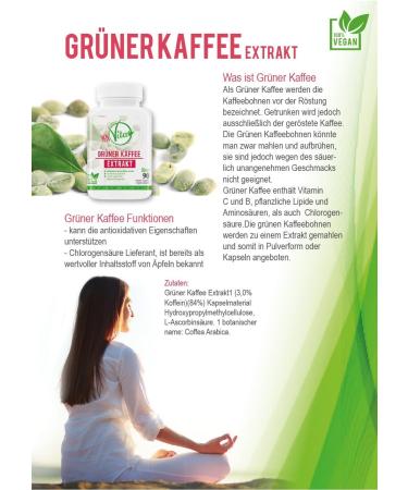MeinVita Green Coffee Capsules - 1376 mg High Dose 100% Vegan 90 Pieces - Boost Metabolism & Weight Loss - Buy Online on GoSupps.com