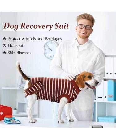 Recovery Suit for Dogs - Postoperative Wound Protection Clothing | Alternative to E-Collar for Puppies & Pets (Brown Stripes Size S) - Buy Online on GoSupps.com