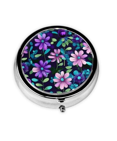 Purple Camelliaround Pill Box 3 Compartment Round Pill Box Organizer #Portable Travel Pill Box for Traveling.