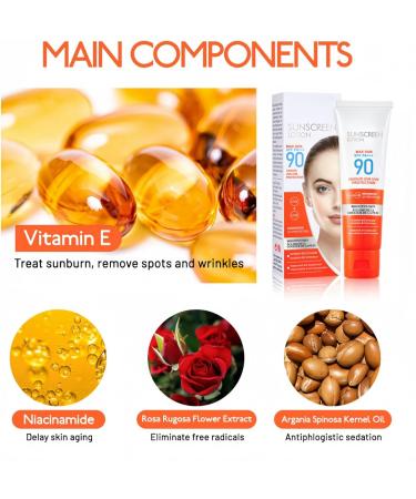 Sun Cream SPF 90 Face Sun Lotion Cream with SPF90 Suncream for High Sun Protection SPF 90 Face Moisturiser Facial Sunscreen Lotion Cream Waterproof Sun Cream Against UVA & UVB Sunscreen for Daily Use - Buy Online on GoSupps.com