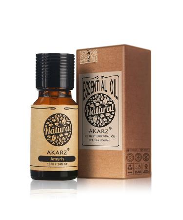 AKARZ Amyris Essential Oil Natural Organic Amyris Oil for Skin Body Hair Care Diffuser Candle Soap Making DIY Massage Aroma 10ml