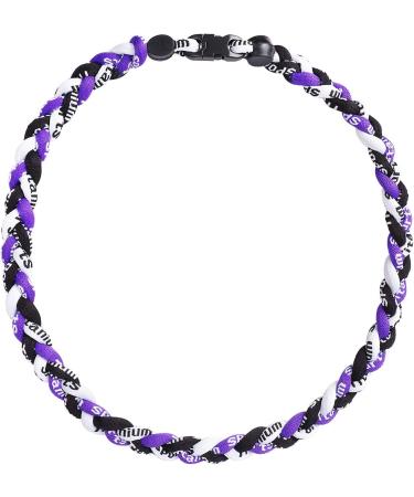 MapofBeauty 22 Inch 3 Rope Sport Ropes Nylon Braided Necklace in Black/White/Purple - Buy Online on GoSupps.com