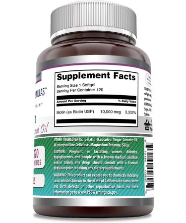 Amazing Formulas Biotin with Extra Virgin Organic Coconut Oil Supplement | 10000 Mcg | 120 Softgels | Non-GMO | Gluten-Free | Made in USA Unflavored 120 Count (Pack of 1) - Buy Online on GoSupps.com