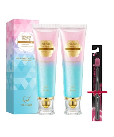 Luvra Niacinamide Whitening Toothpaste for Adults - Teeth Whitening & Deep Stain Removal Fights Coffee Tea Smoking Stains Enamel Safe & Fresh Breath (100g) (2pcs)