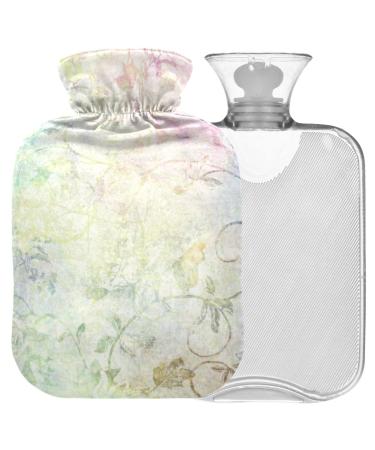Naanle hot hot water bottle with cover vintage flower transparent hot water bottle heat bottle for back pain relief handfoot warmer neck heat and cold therapy 2l
