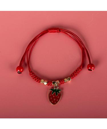 Oralgos Set: 2 Handmade Cute Bracelets with Elegant Strawberry & Cherry Pendants - Perfect Gift for Friends & Couples - Buy Online on GoSupps.com