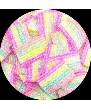 Rainbow Strips Zing Gummy Fizzy Belts - Strawberry, Apple, Lemon & Tropical - 260g (2 x 130g Share Bags) - Buy Online on GoSupps.com