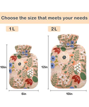 NAANLE 2L Hot Water Bottle with Cover - Spring Flower Poppy Design for Back Pain Relief Hand/Foot Warmer and Cold Therapy - Buy Online on GoSupps.com
