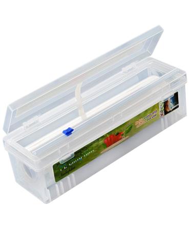Plastic Cling Wrap Refillable Plastic Wrap Dispenser with Slider Cutter Food Wrap Stretch Clear Cling Wrap 12 inch650 Ft (Cutting Box + Cling Film)