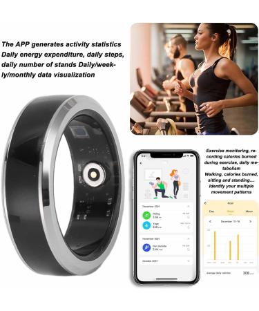 Smart Health Ring 316 Stainless Steel and Ceramic Temperature Detection Health Tracker Smart Ring Black with APP for Sleep Monitoring (9#) 10# - Buy Online on GoSupps.com