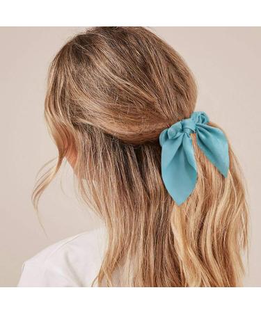 WATINC 14 Pcs Bowknot Hair Scrunchies | Soft Silk Scarf Hair Ties | 2 in 1 Design | Solid Colors & Bows Pattern | Ponytail Holder for Women - Buy Online on GoSupps.com