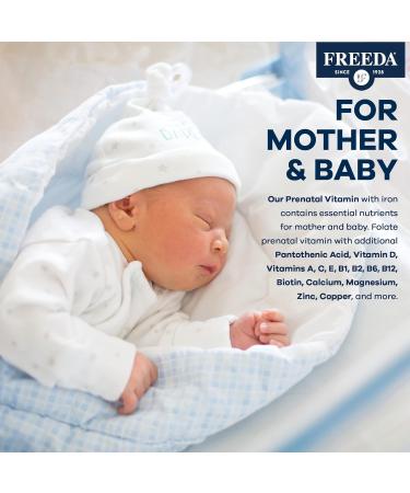 FREEDA Prenatal Vitamins - Kosher Iron & Folic Acid for Pregnancy - One Daily Multivitamin for Pregnant & Lactating Women (100 Count - Buy Online on GoSupps.com