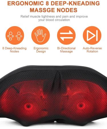 Shiatsu Neck & Shoulder Massager with Heat - 3D Deep Tissue Relief for Home Office & Car - Buy Online on GoSupps.com