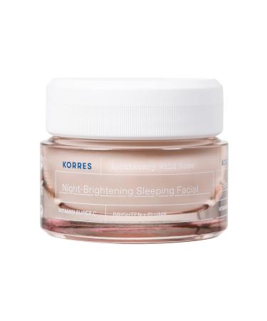 KORRES Wild Rose Skin Brightening Night Cream Hydrating Face Moisturizer with Vitamin C Hyaluronic Acid and Turmeric Extract Overnight Facial Cream for Women with Tired Depleted Skin 40 ml New Pink Packaging