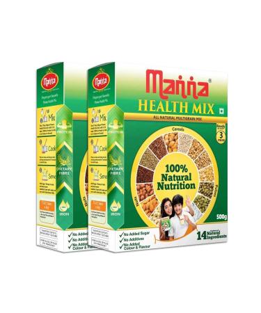 Manna Health Mix 1kg(500g x 2 Packets)| All Natural mutigrain Mix|Goodness of 14 Natural Ingredients
