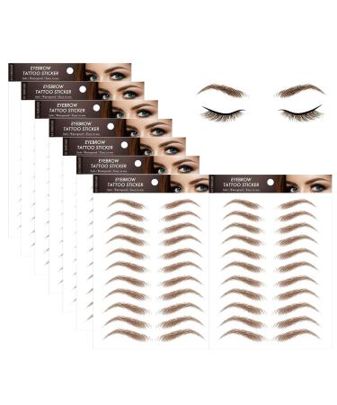 Eyebrow Tattoo Stickers  4D Hair-like Authentic Eyebrows  Brown Imitation Ecological Lazy Natural Tattoo Eyebrow Stickers Waterproof for Woman Makeup Tool for Woman 88 Pairs (Classic Pattern) High Arch Eyebrow