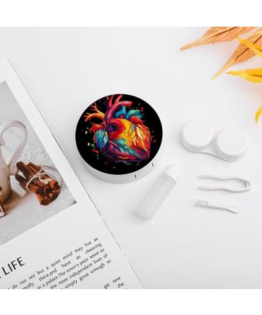 Anatomical Heart Print Contact Lens Case with Mirror | Portable & Cute Travel Kit for Eye Contacts - Buy Online on GoSupps.com