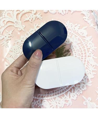 Premium Pill Cutter & Portable 2-in-1 Pill Case - Stainless Steel Blade for Small & Large Pills - Ideal for Vitamins & Tablets - Royal Blue - Buy Online on GoSupps.com
