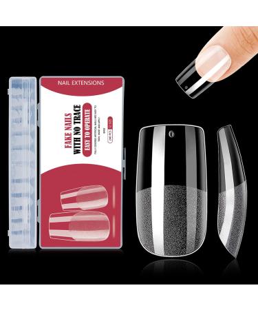 240PCS 12 Sizes Medium Square Gel Nail Tips Set Soft Nail Art Gel Nail Extensions Pre-Buffed Artificial Nails Gel Nail Tips Kit Fit All Nails