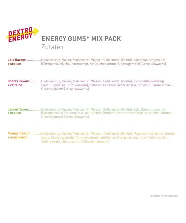 Dextro Energy Gums Mix Pack - 8x45g | Vegan Workout Boosters | Caffeine & Vitamins | International Shipping - Buy Online on GoSupps.com