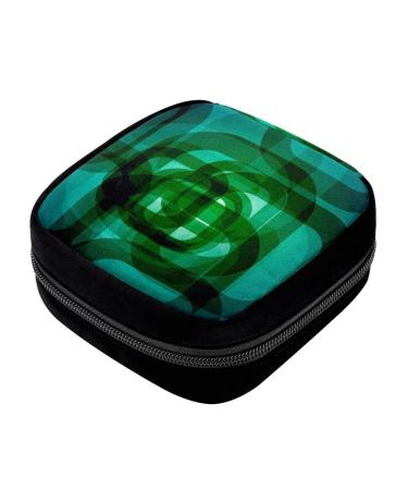 GIAPB Period Bag Sanitary Napkin Storage Bag Pad Holder for Period Makeup Pouch Green Abstract Art Color2938