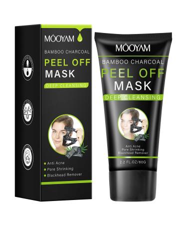 Bamboo Charcoal Peel Off Mask Blackhead Remover Peel Off Mask Charcoal Face Masks for Deep Cleansing Blackhead Peel Off Mask for Smooth & Clear Skin Black Peel Off Face Mask Charcoal Face Mask