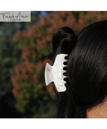 French Amie Chic Ivory Handmade Large 3 Jaw Hair Claw Clip - Durable & Styling Hair Accessory for Women - Made in France - Buy Online on GoSupps.com
