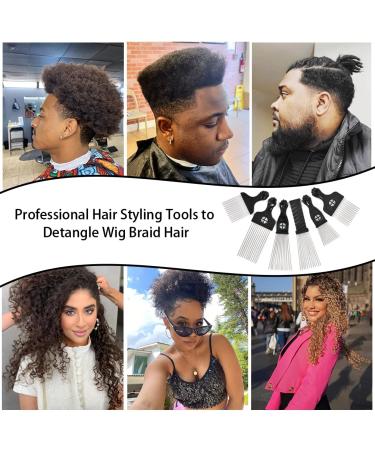 6 Pack Metal Afro Picks for Curly Hair - Hairdressing Tool for Styling Men and Women - Black - Buy Online on GoSupps.com