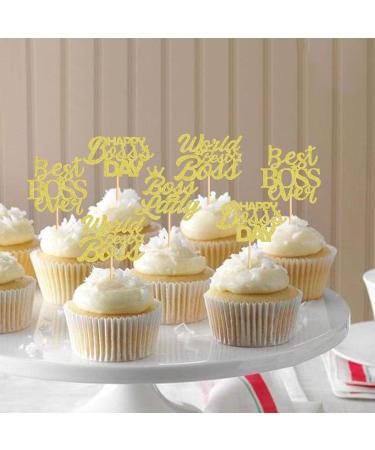 Keaziu 36PCS Happy Boss's Day Cupcake Toppers Boss Lady Women Gentleman Office Decoration Happy Boss Day Party Decorations Boss Day Decorations Birthday Party Decorations Supplies Gold - Buy Online on GoSupps.com