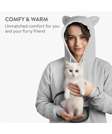 Homelevel Cat Pocket Hoodie Sweater - Cute Pet-Friendly Sweater with Dog Bag for Small Pets - Gray - Buy Online on GoSupps.com