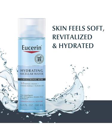 Eucerin Hydrating 3-in-1 Micellar Water with Hyaluronic Acid - 6.8 Fl Oz - Buy Online on GoSupps.com