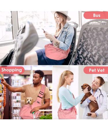 Nasjac Hand-Free Dog Sling Bag - Adjustable Padded Shoulder Strap Zip Pocket for Small Dogs & Cats | Comfortable Outdoor Travel - Pink - Buy Online on GoSupps.com