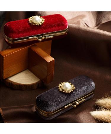 AOEGBY Lipstick Case Portable Exquisite Velvet Lipstick Organizer Vintage Copper Beads Protect Lipstick Jewelry(Pink-A) - Buy Online on GoSupps.com