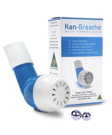 KAN-BREATHE Natural Lung Exerciser & Mucus Removal Device - Naturally Clear Mucus from Airways & Improve Lung Capacity with This Opep Respiratory Breathing Exercise Device - Made in Australia Blue