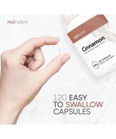 NUI NUTRA Organic Ceylon Cinnamon Supplement 1200mg - 120 Capsules | Gluten Free & Non GMO for Cardiovascular Support - Buy Online on GoSupps.com