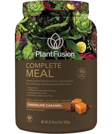 PlantFusion Complete Meal Plant Based Protein Powder with Superfoods Greens & Probiotics Vegan Chocolate Caramel - 2 lb.