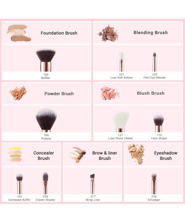 Jessup 10-Piece Makeup Brush Set - Black/Rose Gold - Eyeshadow Concealer & Eyeliner Brushes | International Shipping Available - Buy Online on GoSupps.com