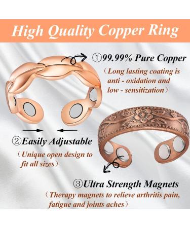 Cigmag 2PCS Copper Magnetic Rings for Women - Adjustable Solid Pure Copper - Gift Box Included - Valentine's Day Jewelry - Buy Online on GoSupps.com