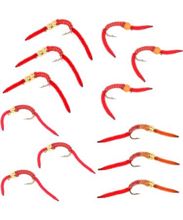 San Juan Worm Trout Fly Assortment - 12 Power Bead Wet Nymph Flies - Size 10 Hooks - 4 Patterns - Fly Fishing Place - Buy Online on GoSupps.com