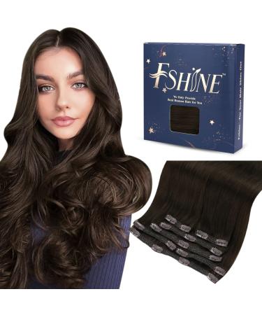 Brown Hair Extensions Clip In Real Hair 20 Inch Clip In Human Hair Extensions Brown Double Weft Clip In Brown Human Hair Extensions 100% Remy Human Hair 120g 1.1Clip#2 20inch