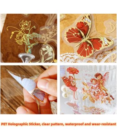 Aromoty Fairy Gold foil Holographic Stickers Set(120 pieces with 4 Themes)-Resin Transparent Waterproof Stickers Butterfly Flower Vintage letter Planner Stickers for Scrapbook Junk Bullet Journals Laptop Water bottles De... - Buy Online on GoSupps.com