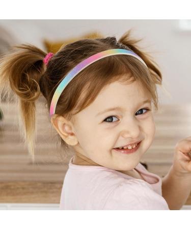 WLLHYF Glitter Headband 4pcs Plastic Sparkly Cute Non Slip Chunky Hairbands Thick Bling Confetti Rainbow Hair Bands with Teeth Little Girls Colorful Hair Accessories (Solid color - black tail) - Buy Online on GoSupps.com
