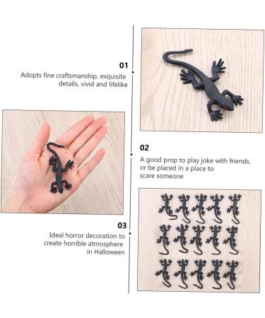 Toyvian 10pcs Halloween Gecko Toys - Mini Black Simulation Gecko Decorations for Halloween & April Fools - 3.5x8cm String Toys - Buy Online on GoSupps.com