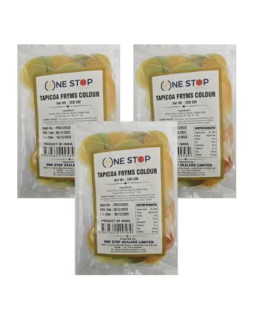 One Stop Dealer Tapioca Fryms (Colored) (200 Gram) - Crispy and Delicious Ready To Fry For Fast Upwas Crispy Fryums Teatime Snack Natural Ingredients - Good for Fasting Or Upwaas (Pack of 3)