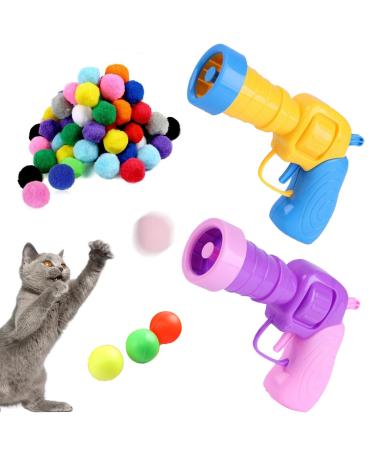 LPMXYW 35pcs Cat Ball Gun Interactive Toy Plush Ball Shooting Gun for Cats Cat Toy Launcher Launcher Cat Colorful Plush Toy Balls for Funny Cat Toys Indoor Kitten for Training Playing Pet Supplies