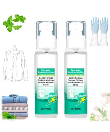 Gentle Formula Portable Clothing Wrinkle Releaser Spray Wrinkle Releaser Spray Clothing Wrinkle Releaser Spray 100ml Anti Static Spray for Clothes Spray Starch For Ironing (2pcs)