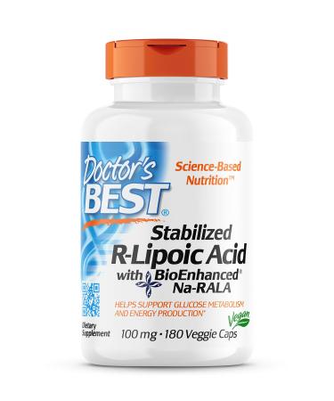 Doctor's Best Stabilized R-Lipoic Acid with BioEnhanced Na-RALA 100 mg 180 Veggie Caps