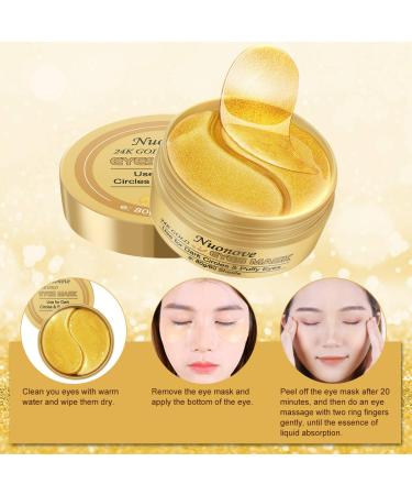 24k Gold Collagen Eye Masks - Hydra-Gel Pads for Dark Circles Anti-Aging Eye Treatment | 60 Sheets - Buy Online on GoSupps.com