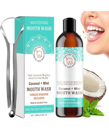 Oralhoe Coconut Mint Mouthwash Oralhoe Coconut Mouthwash Mint Oil Pulling Mouthwash with Tongue Scraper Fresh Breath (1 pcs)