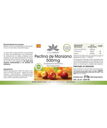 Apple Pectin 500mg - 180 tablets - Calcium | herba direkt - Quality from German Pharmacies - Buy Online on GoSupps.com